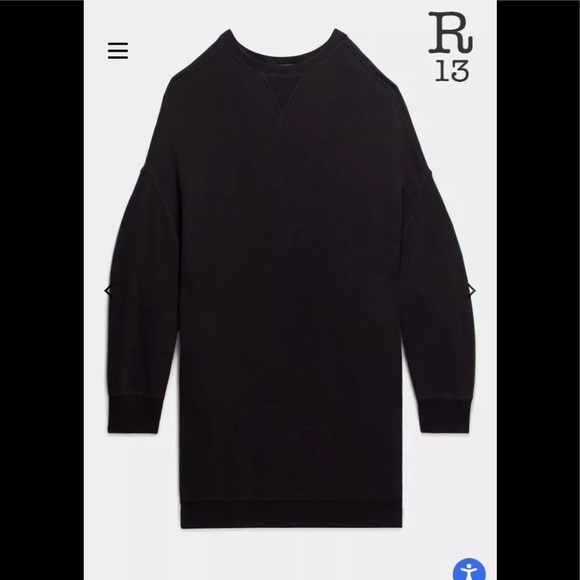 R13 Grunge Sweatshirt Dress - Washed Black. Size medium - Picture 4 of 13